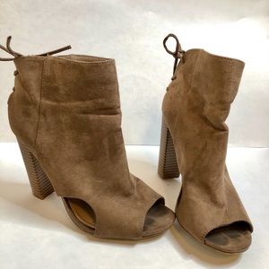 Peep Toe Lace Up Booties